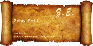 Zahn Emil névjegykártya
